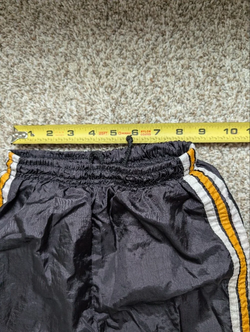 Vtg 90s Kids‎ Black Nylon Track Pants with Yellow & White Stripes 5t Basketball